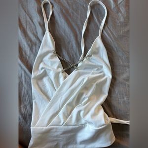 SHEIN Tie-Back Rhinestone Tank